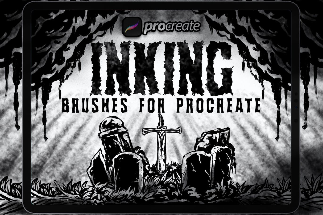 墨水绘画Procreate笔刷 Dansdesign Inking Illustration Brush Procreate 笔刷资源 sucaiwan.com