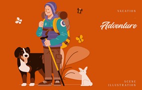 假期冒险场景插画矢量素材 Vacation – Adventure Scene Illustration