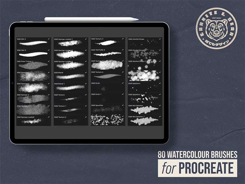 逼真的水彩画Procreate笔刷 笔刷资源 sucaiwan.com