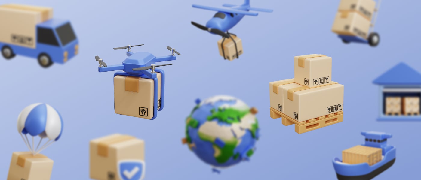 高质量三维渲染电商快递全球物流送货3D插画素材 Delivery Service Icon Illustration 图标素材 sucaiwan.com