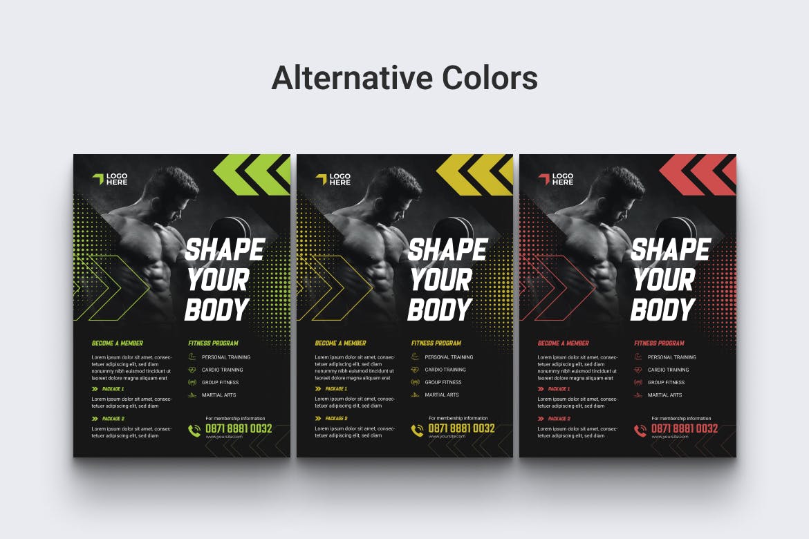 健身计划传单设计模板 Fitness Program Flyer Ai, PSD, & EPS Template 设计素材 sucaiwan.com