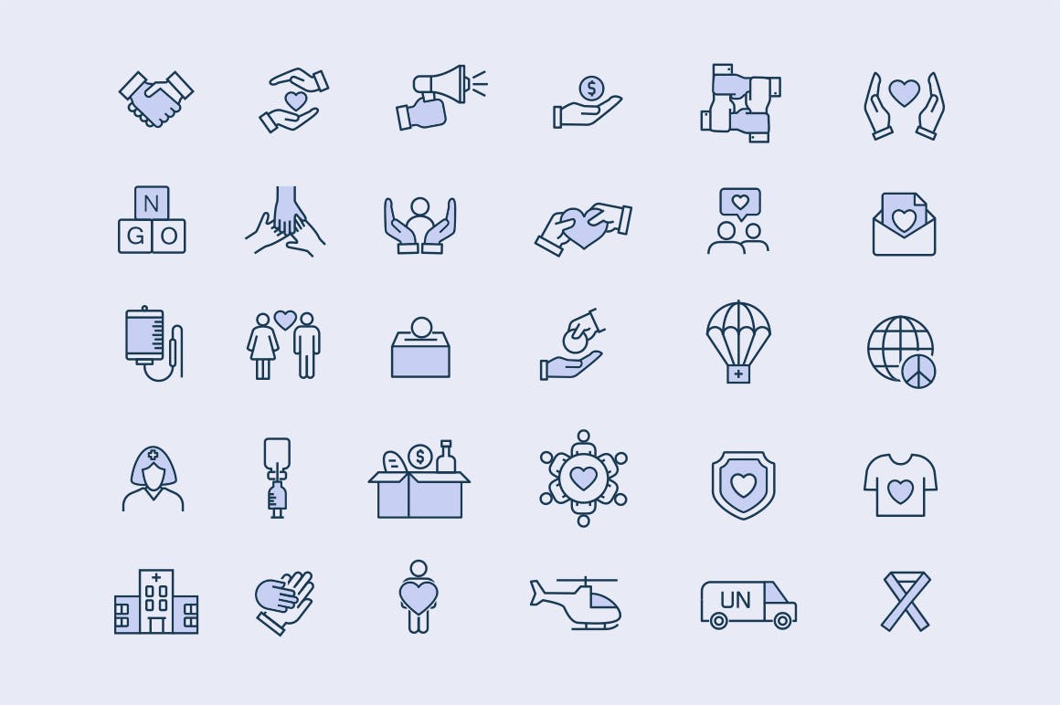 30个人道主义矢量图标 30 Humanitarian Icons 图标素材 sucaiwan.com