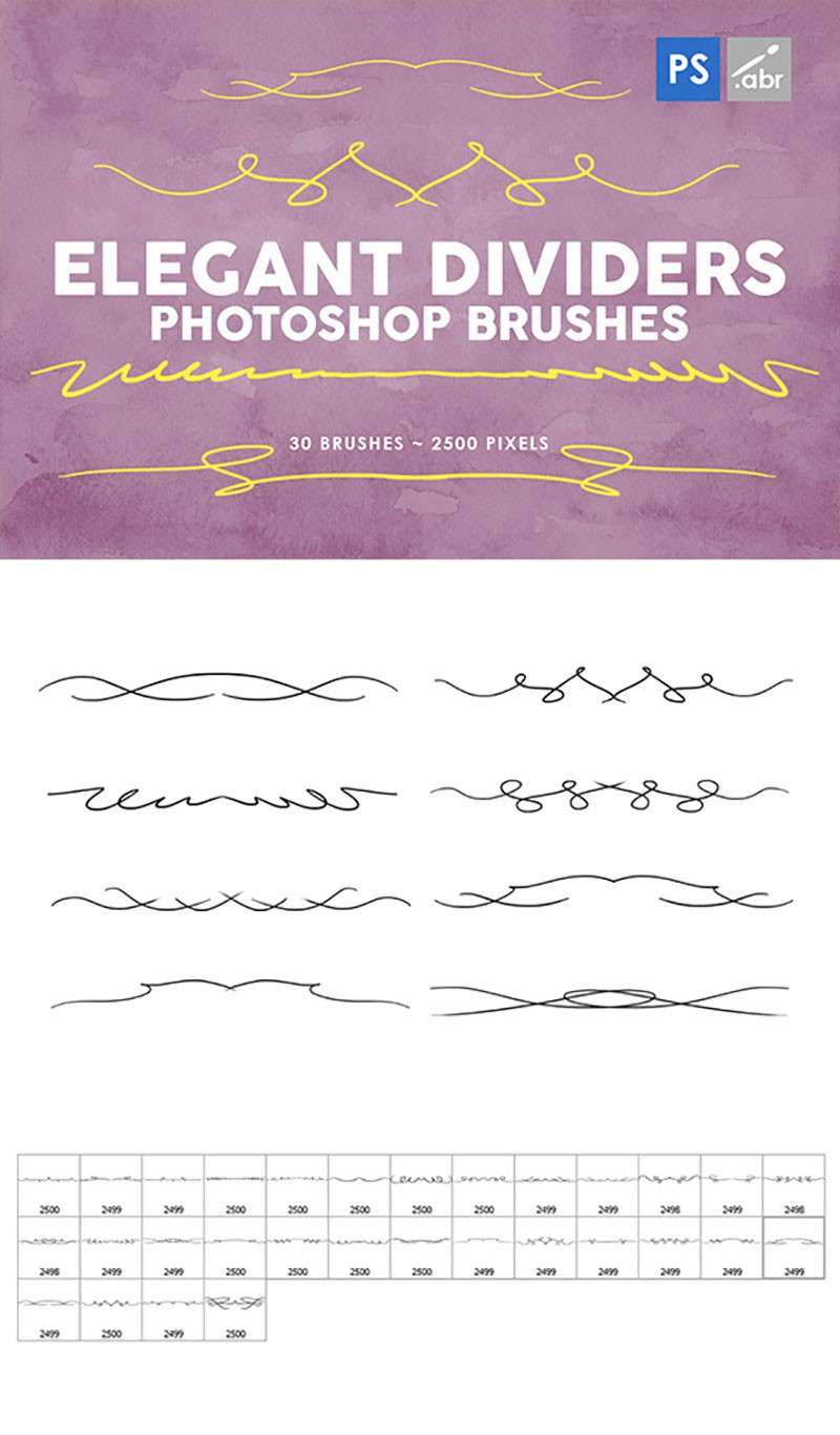 285个下划线和分隔线Photoshop笔刷 笔刷资源 sucaiwan.com
