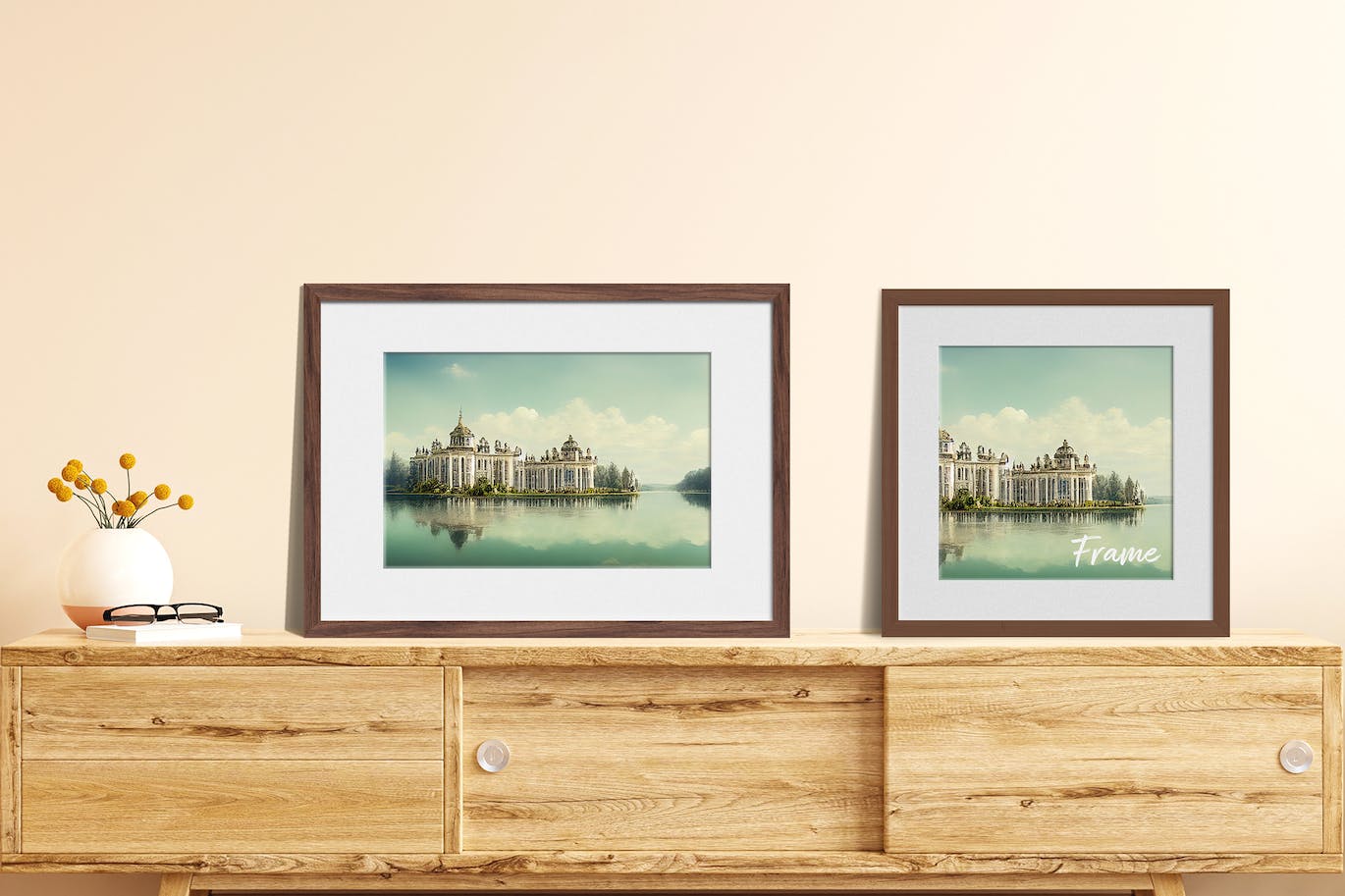 木桌相框画框样机模板 Frame Mockup 样机素材 sucaiwan.com