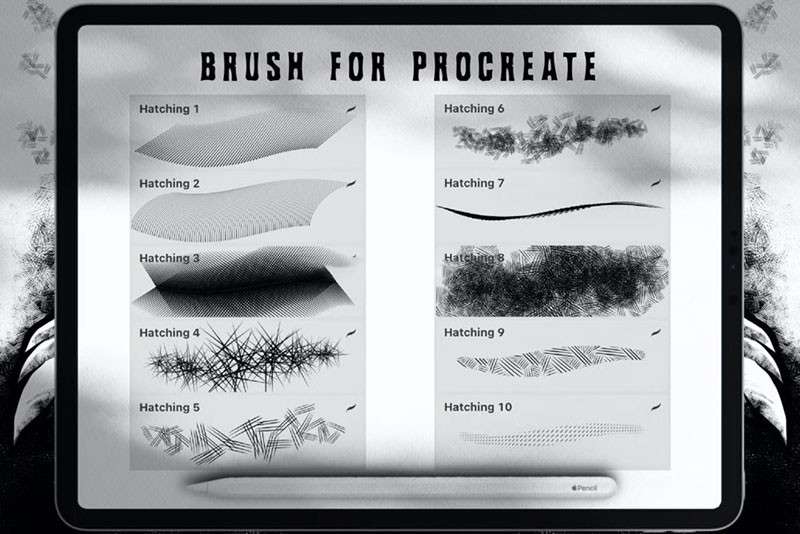Procreate线条网格纹理笔刷 笔刷资源 sucaiwan.com