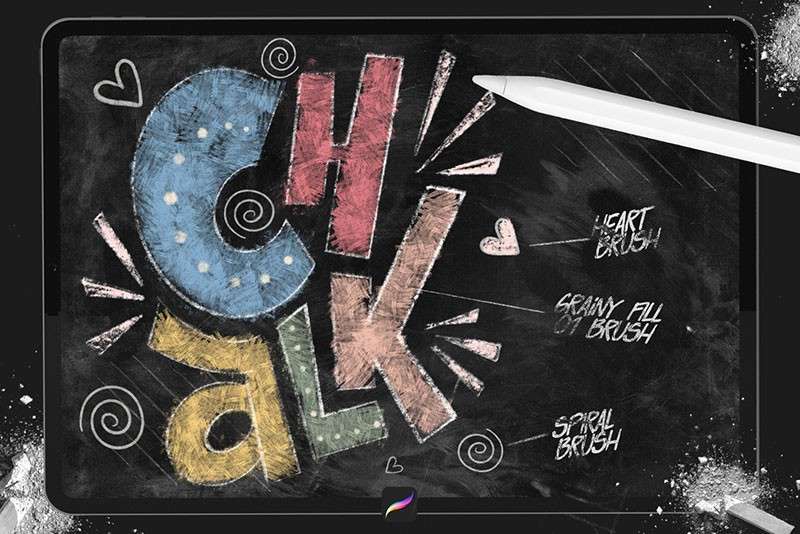 逼真的粉笔字效果Procreate笔刷 笔刷资源 sucaiwan.com
