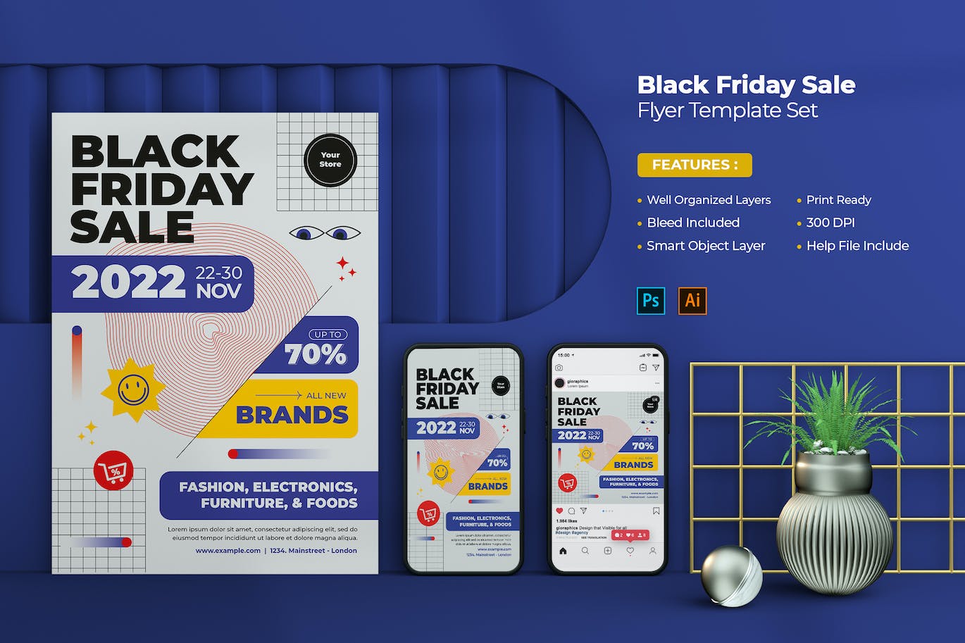 黑五周末促销海报素材 Black Friday Flyer 设计素材 sucaiwan.com