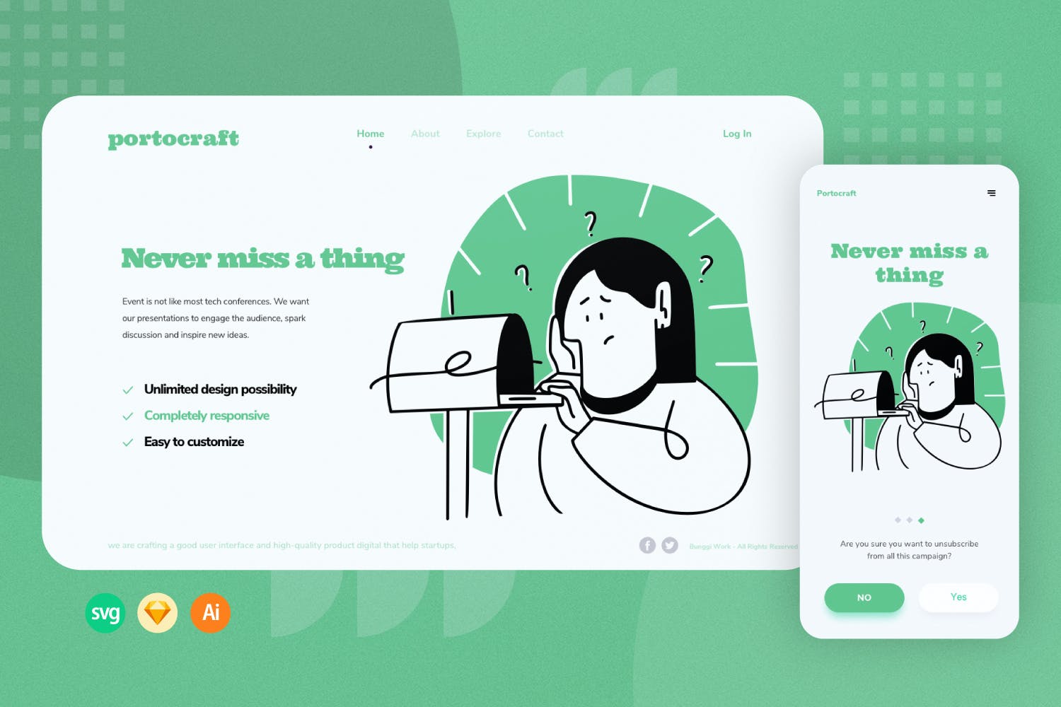 收件箱概念引导页插画模板 Inbox Web Onboarding Illustration APP UI sucaiwan.com
