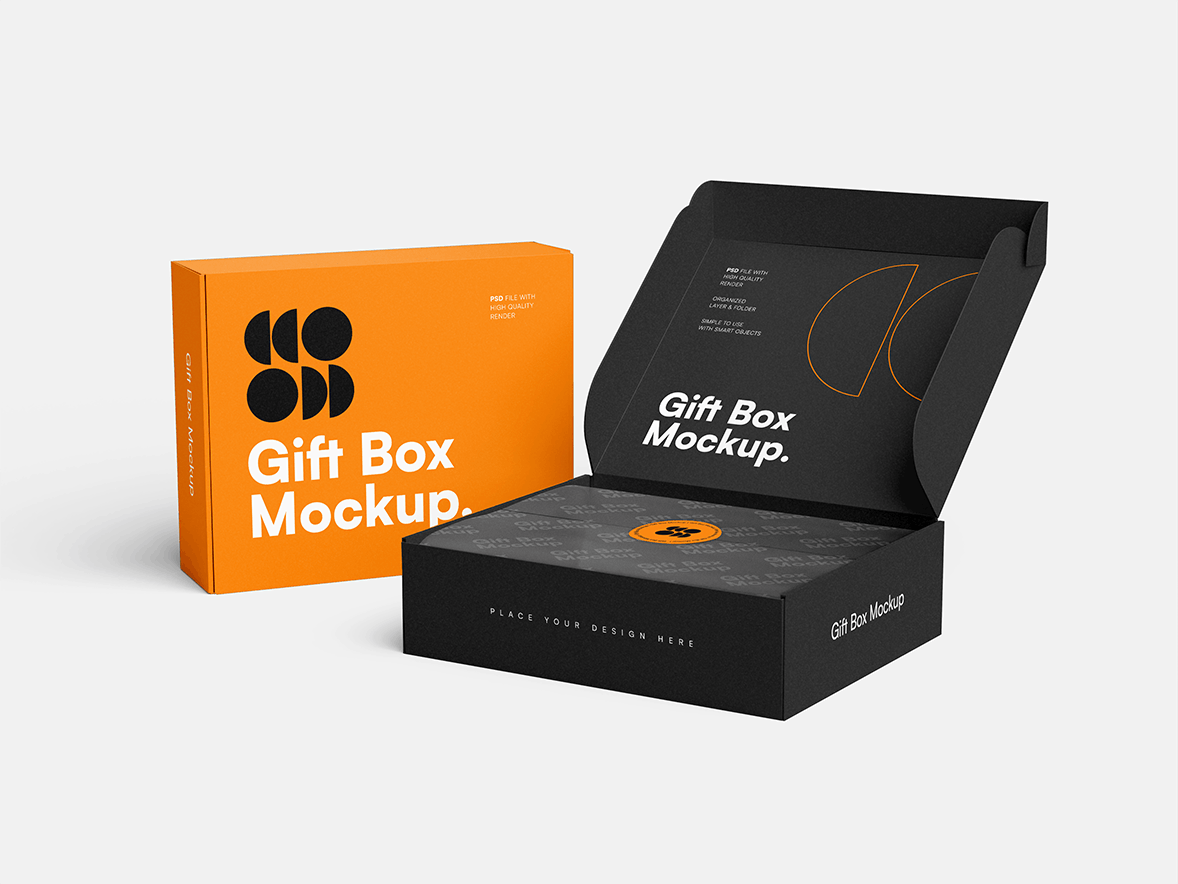 礼品盒设计样机模板 Gift Box Mockup 样机素材 sucaiwan.com