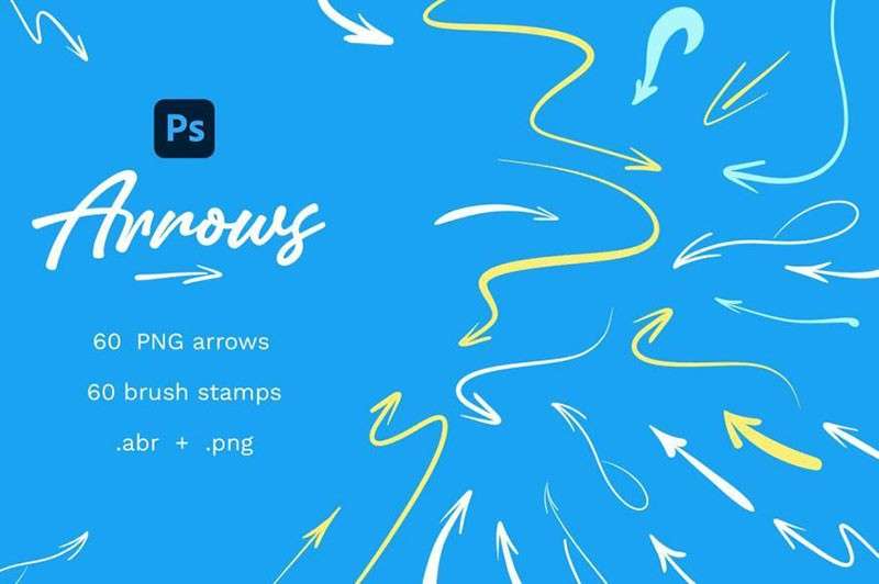 60个手绘箭头Photoshop笔刷 笔刷资源 sucaiwan.com