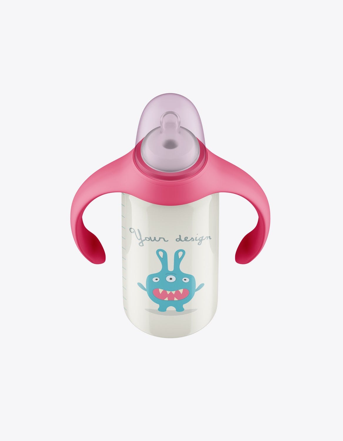 带手柄的婴儿奶瓶样机模板 Baby Bottle with Handles Mockup 样机素材 sucaiwan.com