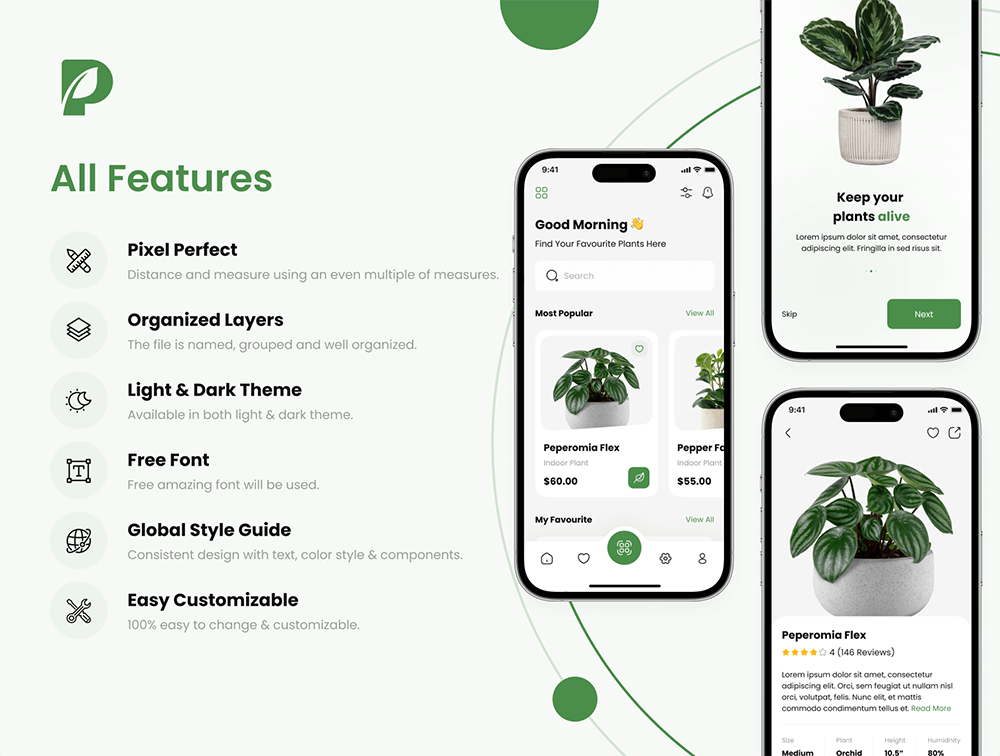 盆栽植物商店应用程序IOS UI工具包 APP UI sucaiwan.com