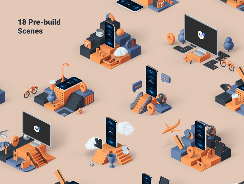 18个着陆页网站作品集演示文稿预构建可拖放3D样机场景创建器Bento 3D Design Vol.3 图标素材 第3张-素材湾丨精选海外优质设计素材资源 18个着陆页网站作品集演示文稿预构建可拖放3D样机场景创建器Bento 3D Design Vol.3 图标素材 sucaiwan.com