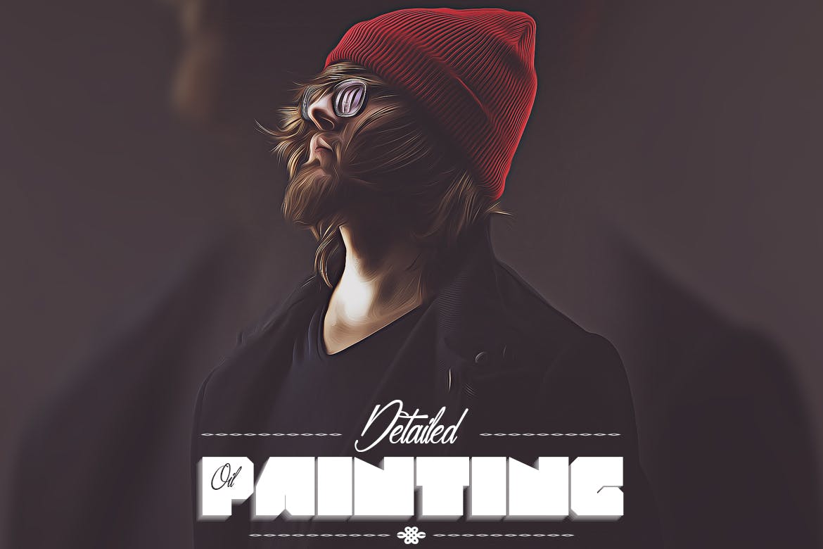 精细的卡通油画照片效果ps动作 Detailed Oil Painting Action 插件预设 sucaiwan.com