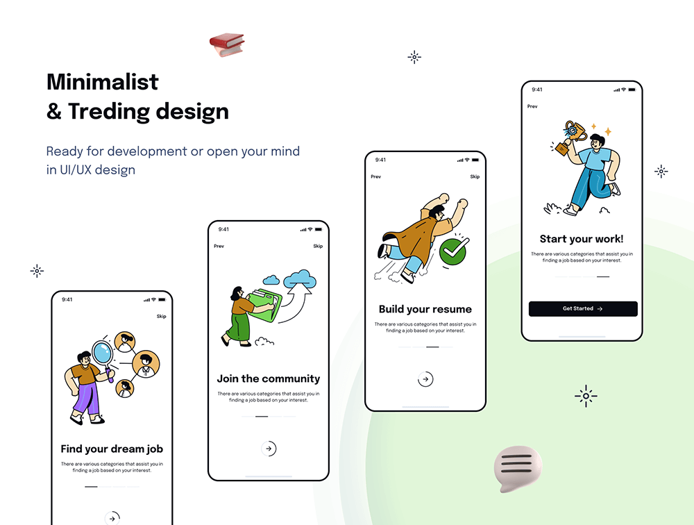 求职App应用程序UI工具包 APP UI sucaiwan.com