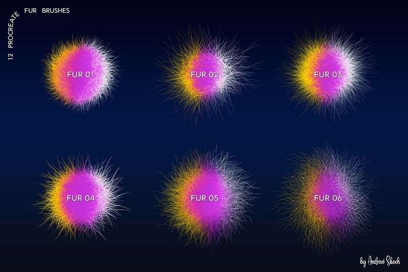 12个动物绒毛Procreate笔刷 笔刷资源 sucaiwan.com