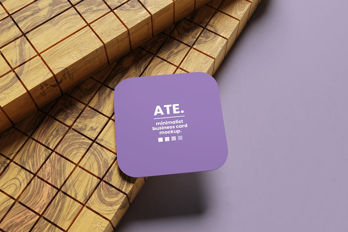 时尚圆角方形名片设计样机 Stylish Square Business Card Mockup 样机素材 sucaiwan.com