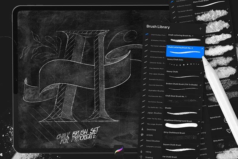 逼真的粉笔字效果Procreate笔刷 笔刷资源 sucaiwan.com