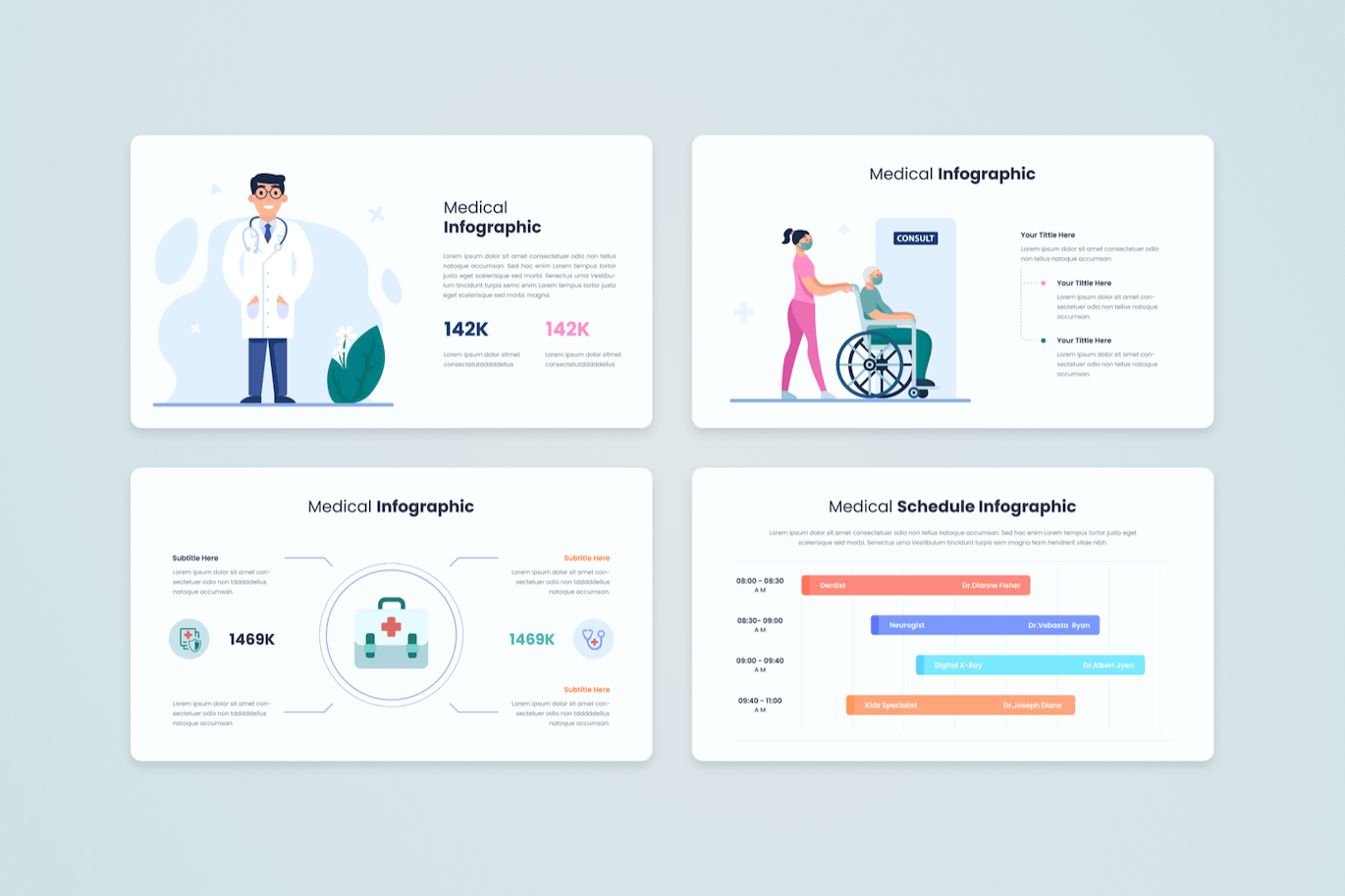 医疗信息图形插画图表素材 Medical Infographics Assets Illustrators 幻灯图表 sucaiwan.com
