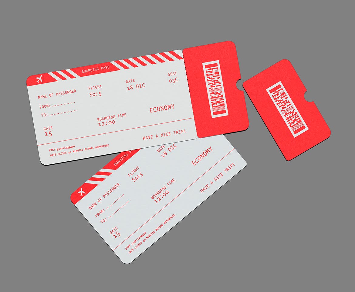 机票礼品券设计样机模板 Ticket Mockup 样机素材 sucaiwan.com