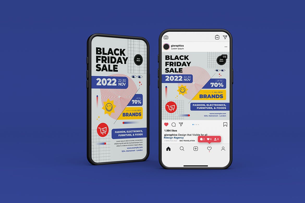 黑五周末促销海报素材 Black Friday Flyer 设计素材 sucaiwan.com