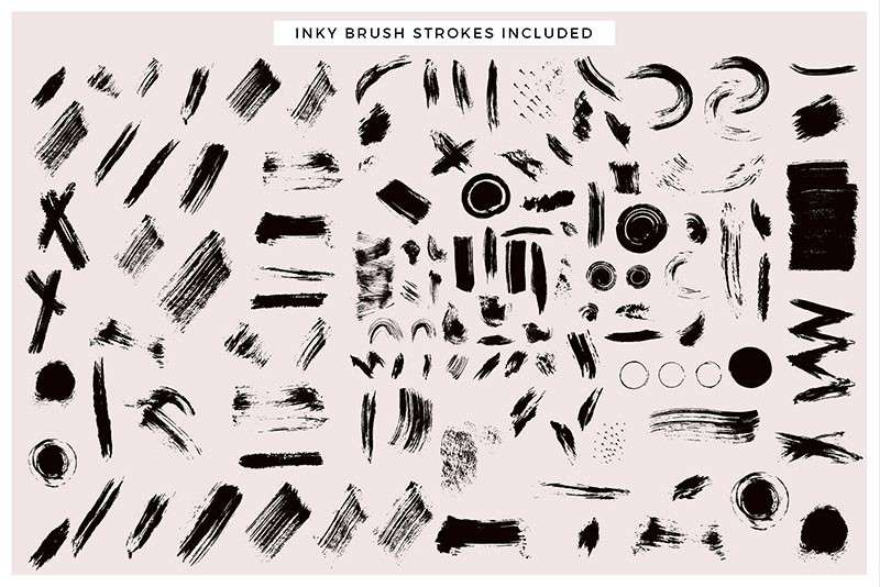 117个油墨水墨AI矢量笔刷 笔刷资源 sucaiwan.com