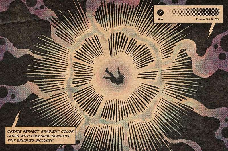 复古美式风格漫画Procreate笔刷套装，附视频教程 笔刷资源 sucaiwan.com