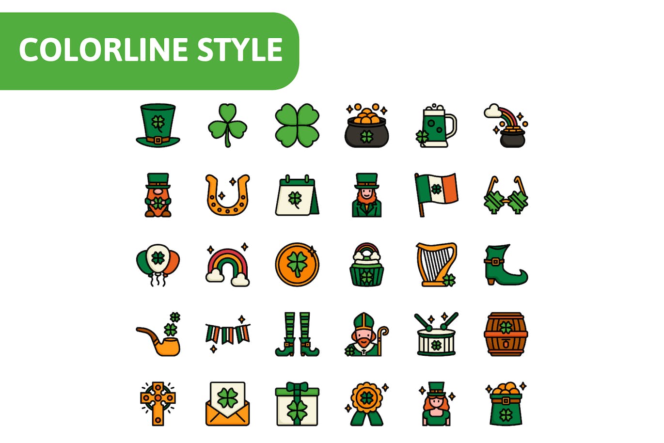 30个高质量的圣帕特里克节矢量图标 30 St Patrick’s Day Icons 图标素材 sucaiwan.com