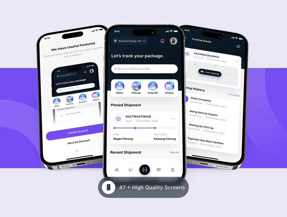 包裹追踪应用程序UI套件 APP UI sucaiwan.com