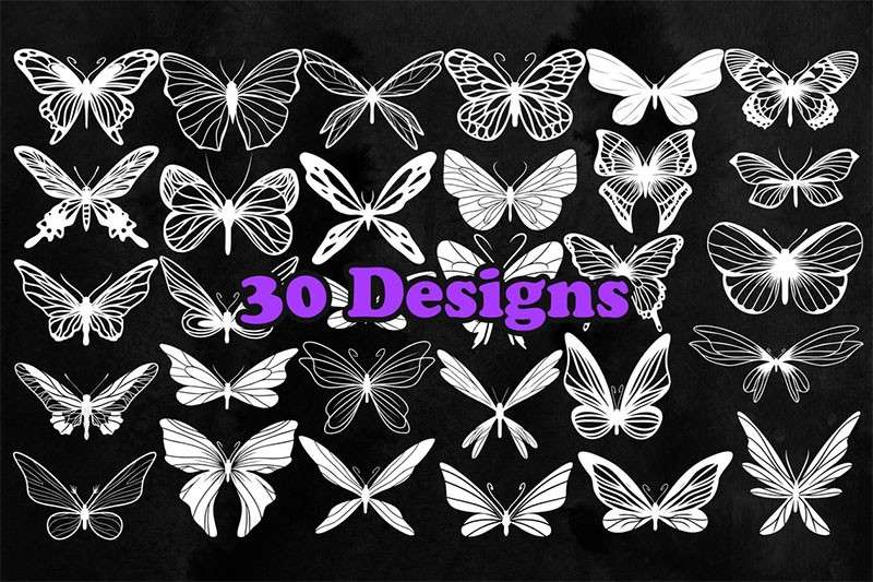 漂亮的蝴蝶剪影图案PS笔刷 笔刷资源 sucaiwan.com