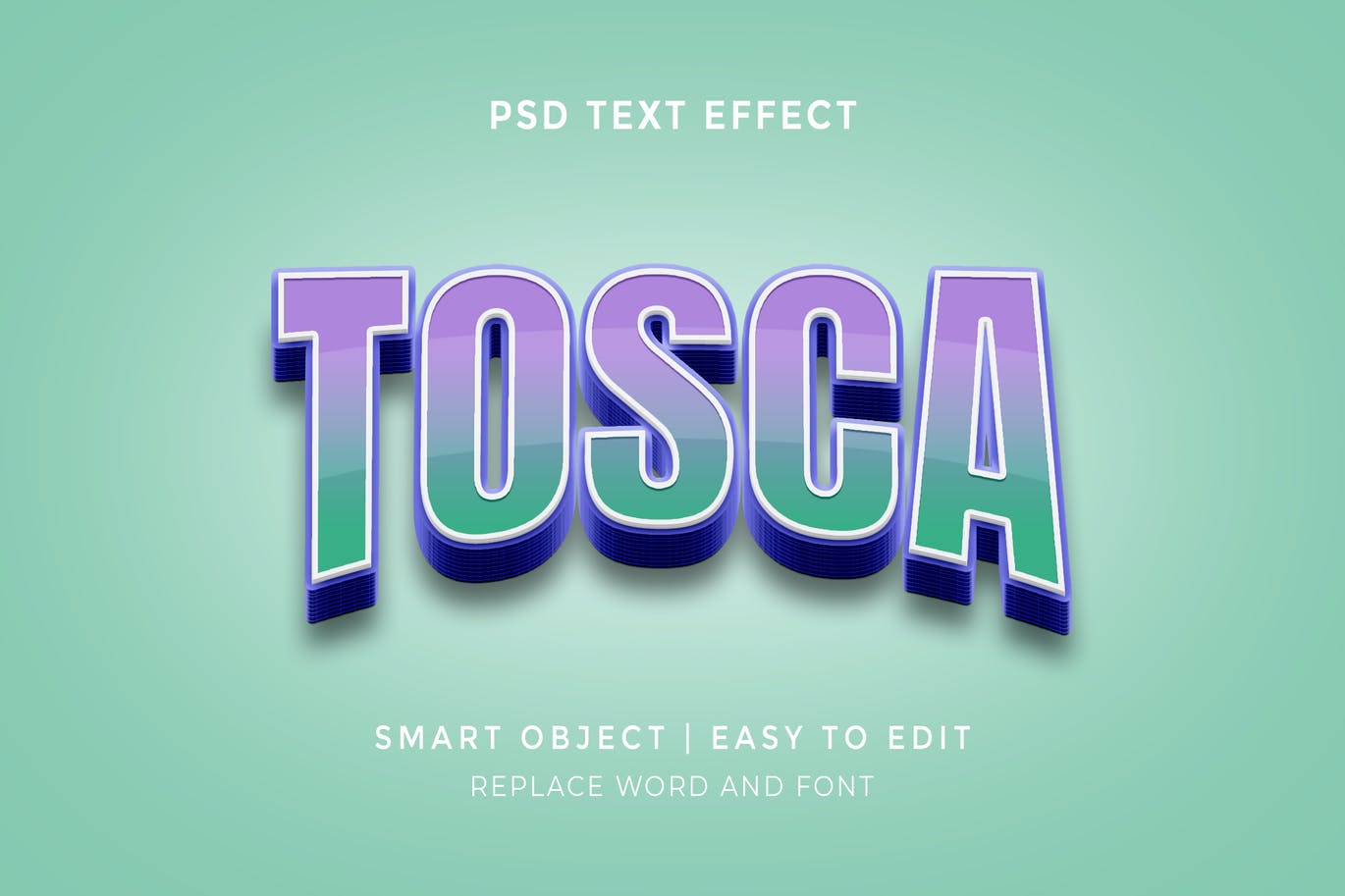 渐变3D托斯卡可编辑文本效果 3D Tosca Editable Text Effect 插件预设 sucaiwan.com