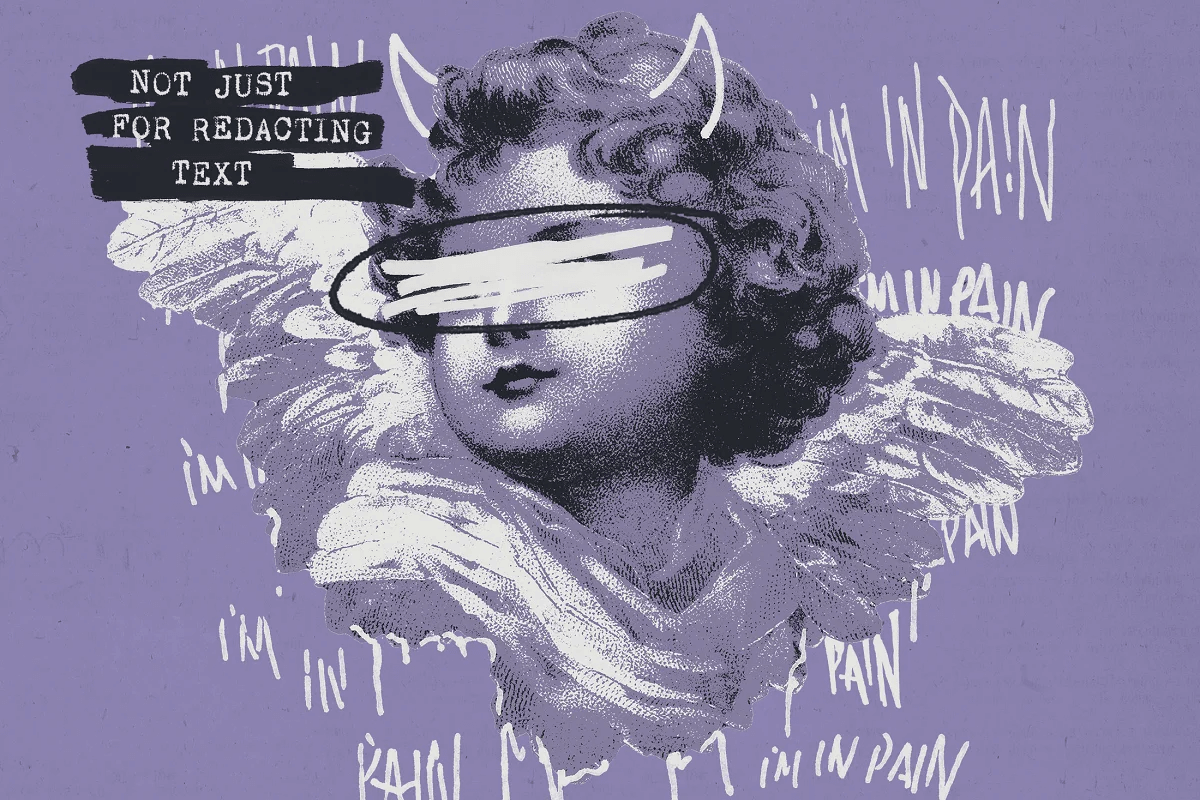 潮流做旧艺术反设计磨损污迹墨水毛笔笔刷素材合辑 Redaction Texture Collection 笔刷资源 sucaiwan.com