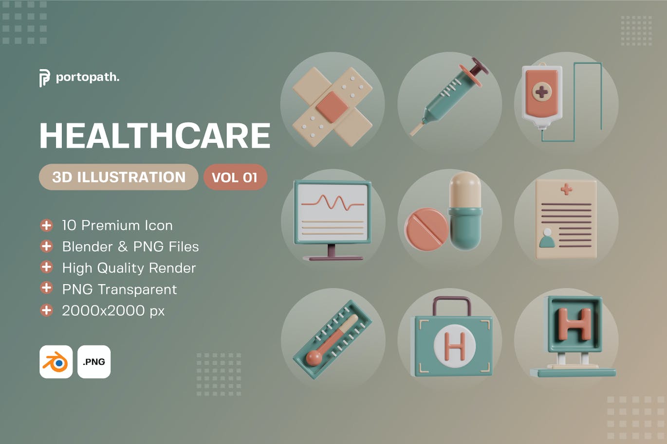 3D医疗保健图标v1 3D Healthcare Icon Vol 1 图标素材 sucaiwan.com
