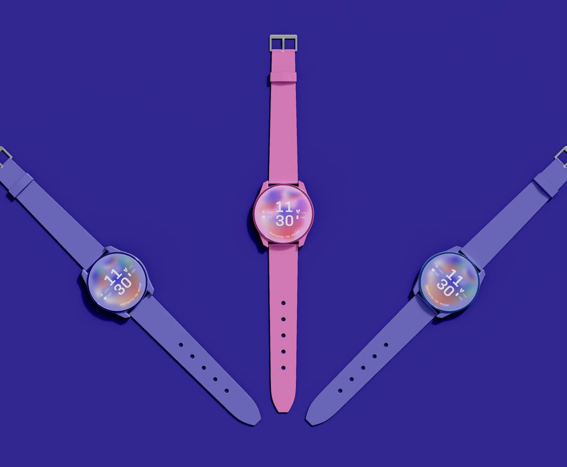 数字智能手表屏幕样机模板 Digital Smartwatch Screen Mockup 样机素材 sucaiwan.com