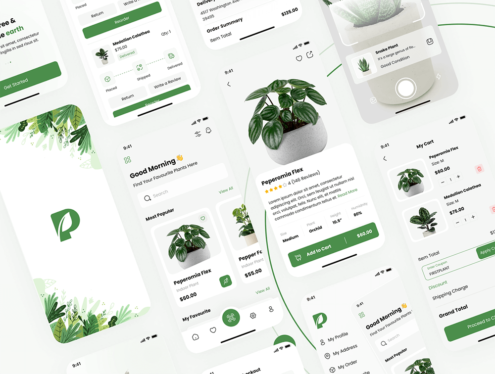 盆栽植物商店应用程序IOS UI工具包 APP UI sucaiwan.com