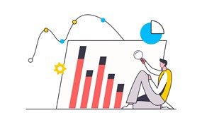 数据分析概念扁平线条插画 Data Analysis Flat Line Concept