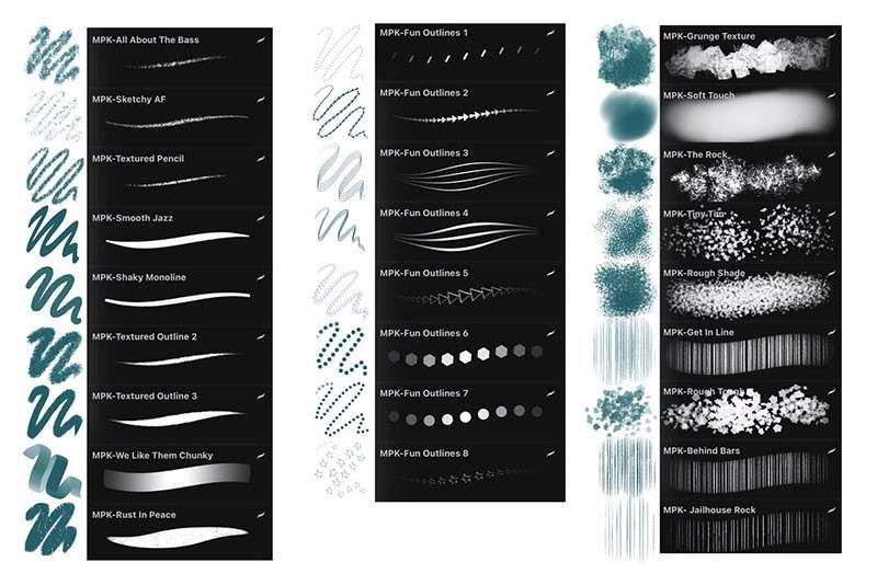 98个独特的阴影纹理Procreate笔刷 笔刷资源 sucaiwan.com