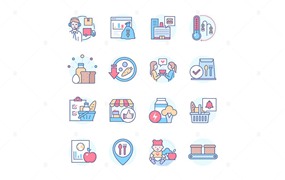 食品工业和危机线条设计风格图标集 Food Industry and Crisis – Line Design Style Icons