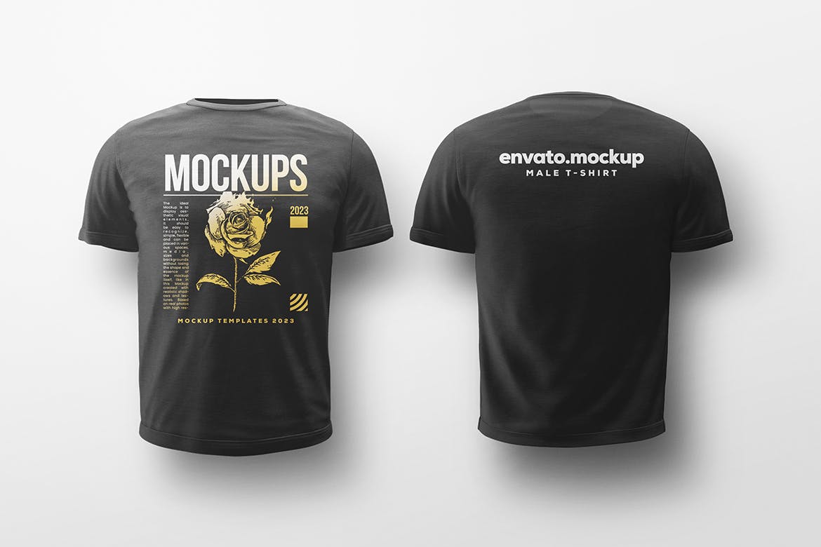 男性T恤服装图案设计样机 Basic Male T-Shirt Mockup 样机素材 sucaiwan.com