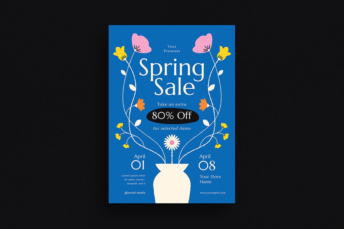 春季促销活动宣传单模板下载 Spring Sale Event Flyer Set 设计素材 sucaiwan.com
