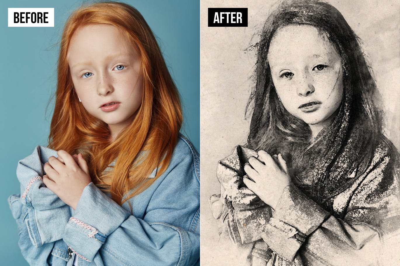 复古水彩铅笔照片效果PS动作 Vintage Watercolor Pencil Photoshop Action 插件预设 sucaiwan.com