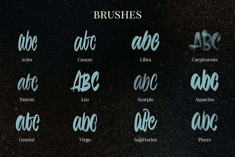 12个艺术字设计Procreate笔刷 笔刷资源 sucaiwan.com