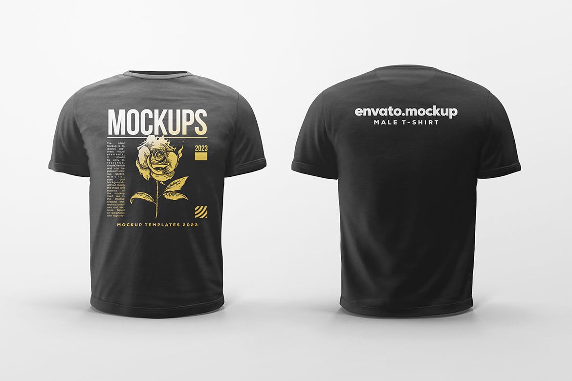 男性T恤服装图案设计样机 Basic Male T-Shirt Mockup 样机素材 sucaiwan.com