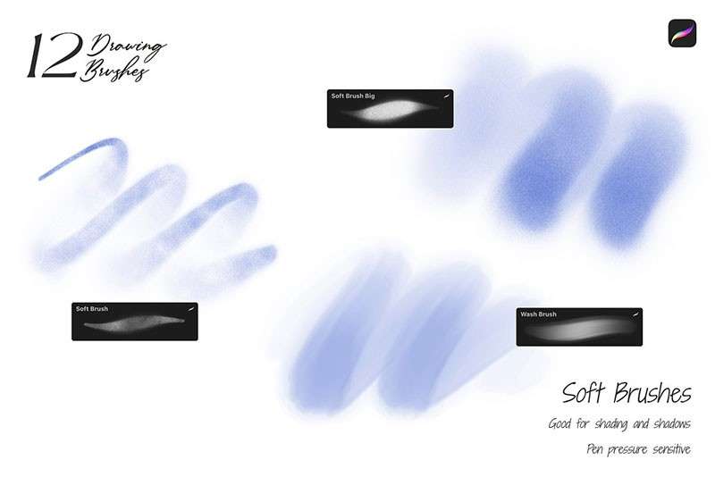 12个实用的起稿素描Procreate笔刷 笔刷资源 sucaiwan.com