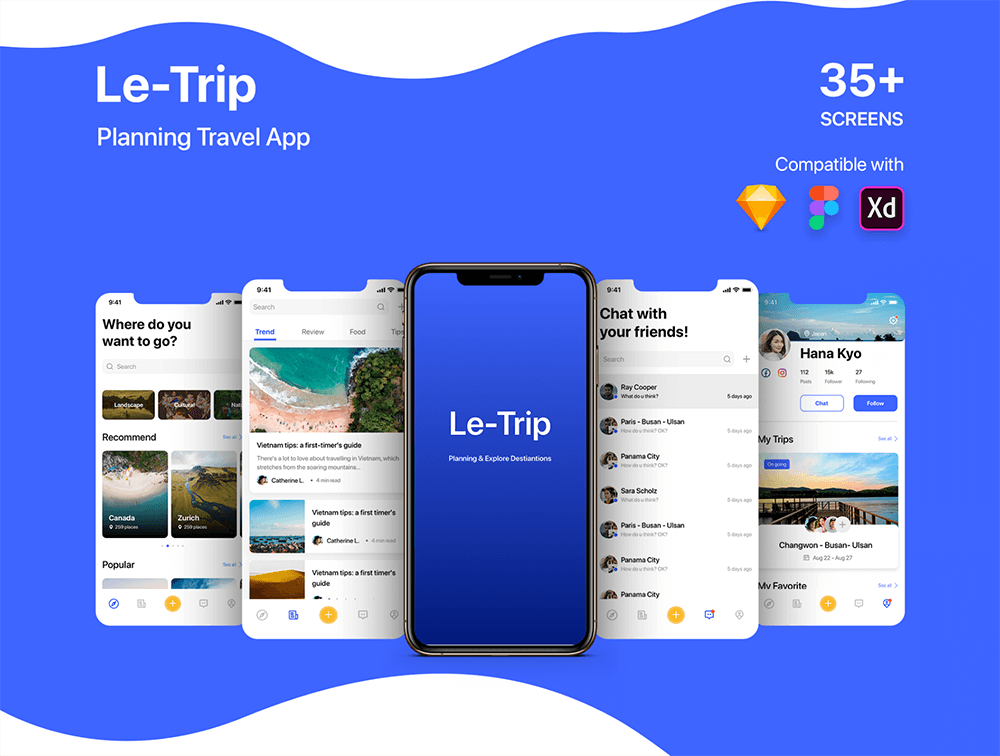 旅程分享App用户界面套件 APP UI sucaiwan.com