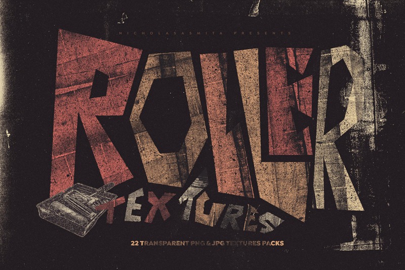 高质量复古做旧艺术颗粒感丙烯酸油墨水墨滚筒纹理素材合辑 Roller Textures 图标素材 sucaiwan.com