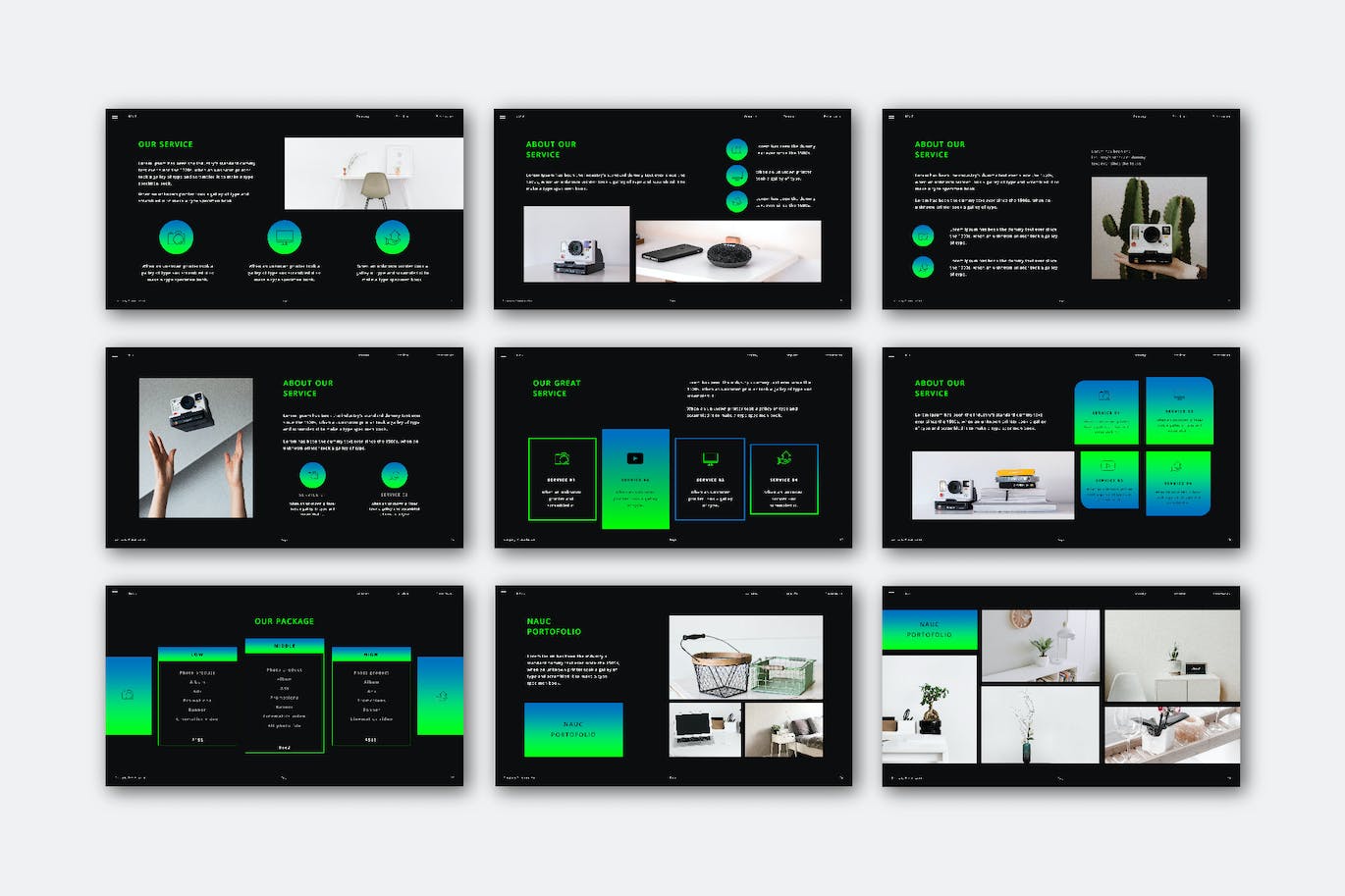 深色渐变PPT演示幻灯片模板 Nauc Powerpoint Presentation Template 幻灯图表 sucaiwan.com