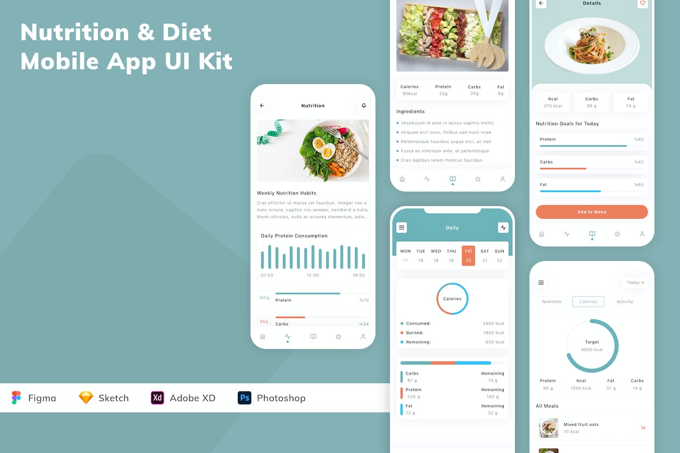 营养与饮食应用程序App设计UI工具包 Nutrition & Diet Mobile App UI Kit APP UI sucaiwan.com