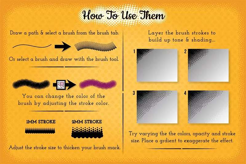 Illustrator半色调点状图案笔刷 笔刷资源 sucaiwan.com