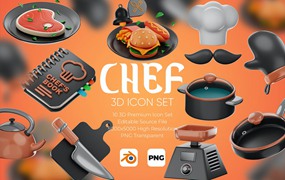 厨师3D图标集 Chef 3D Icon Set